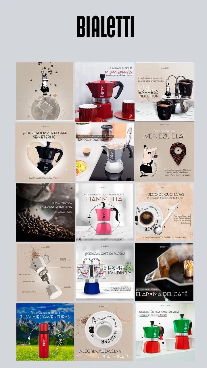 Grilla mensual de Instagram de Bialetti Venezuela