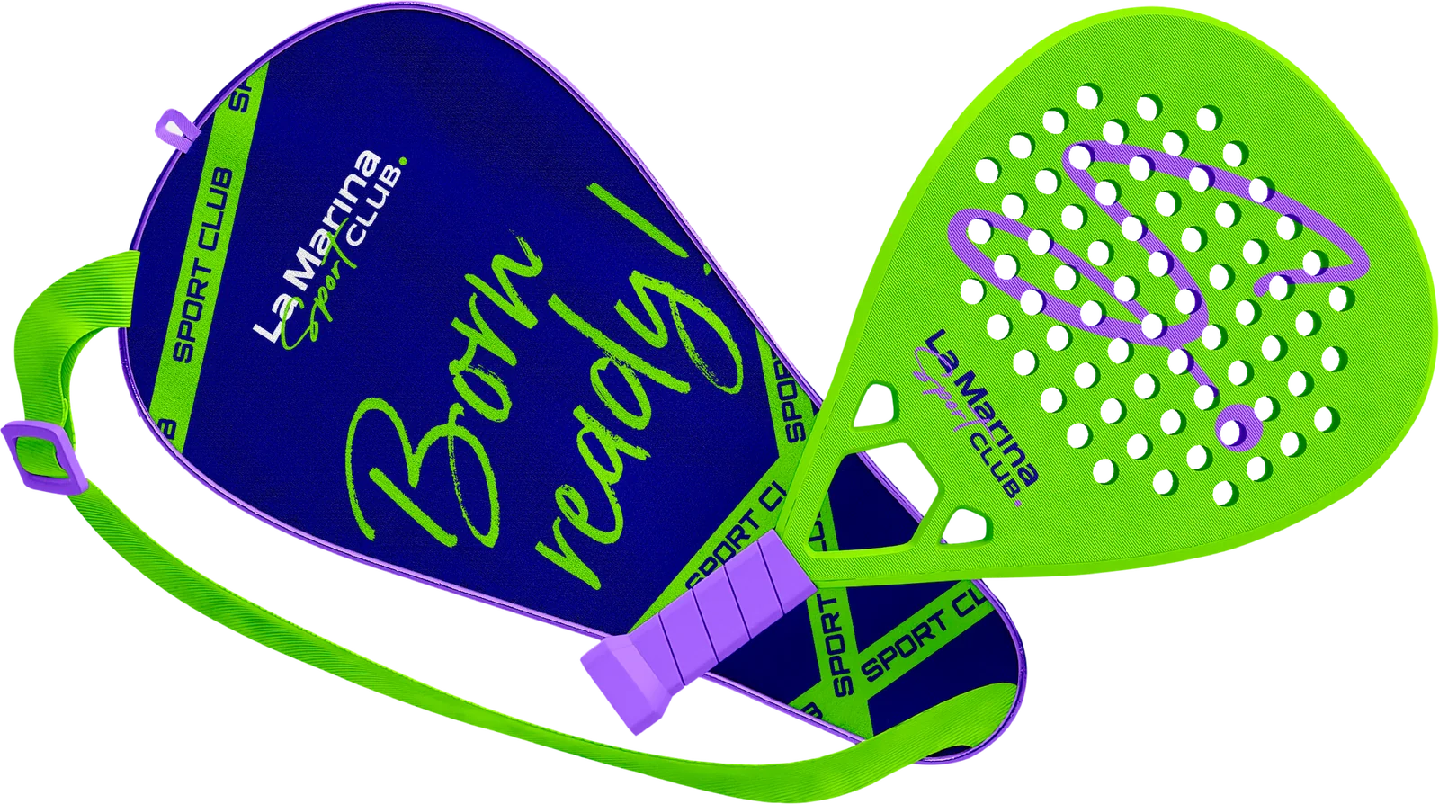 Palas de pádel de La Marina Sport Club con la frase «Born ready!»