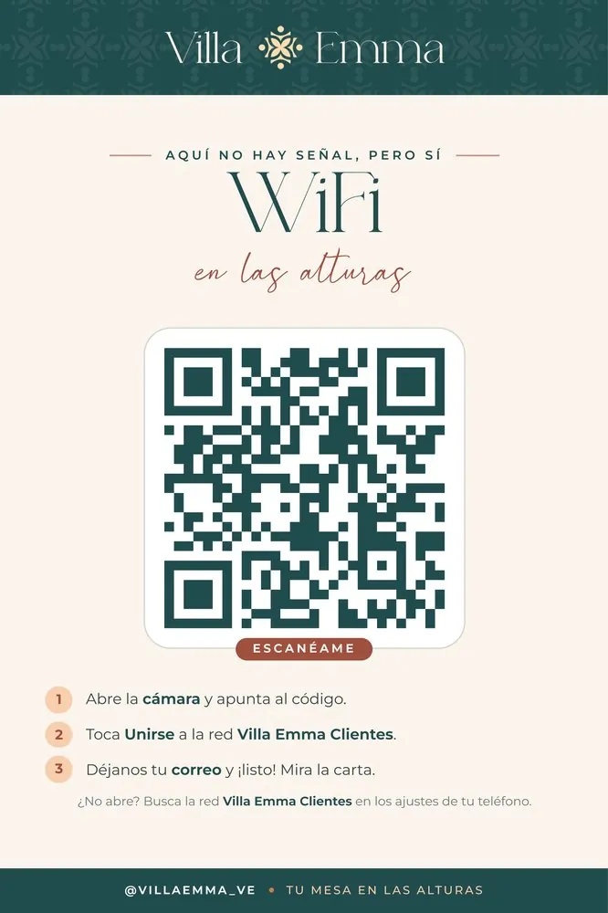Cartel de WiFi de Villa Emma